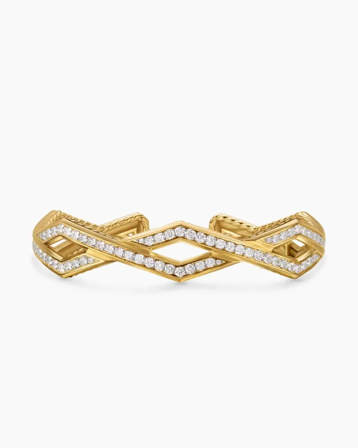 Zig Zag Stax Cuff Bracelet In 18K Yellow Gold With Diamonds 13mm Women David Yurman Cuff Zig Zag Stax Cuff Bracelet In 18K Yellow Gold With Diamonds 13mm Women David Yurman Cuff