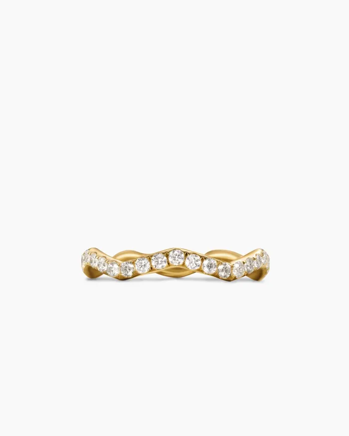 Zig Zag Stax Ring In 18K Yellow Gold With Diamonds 2mm Women David Yurman Band Zig Zag Stax Ring In 18K Yellow Gold With Diamonds 2mm Women David Yurman Band