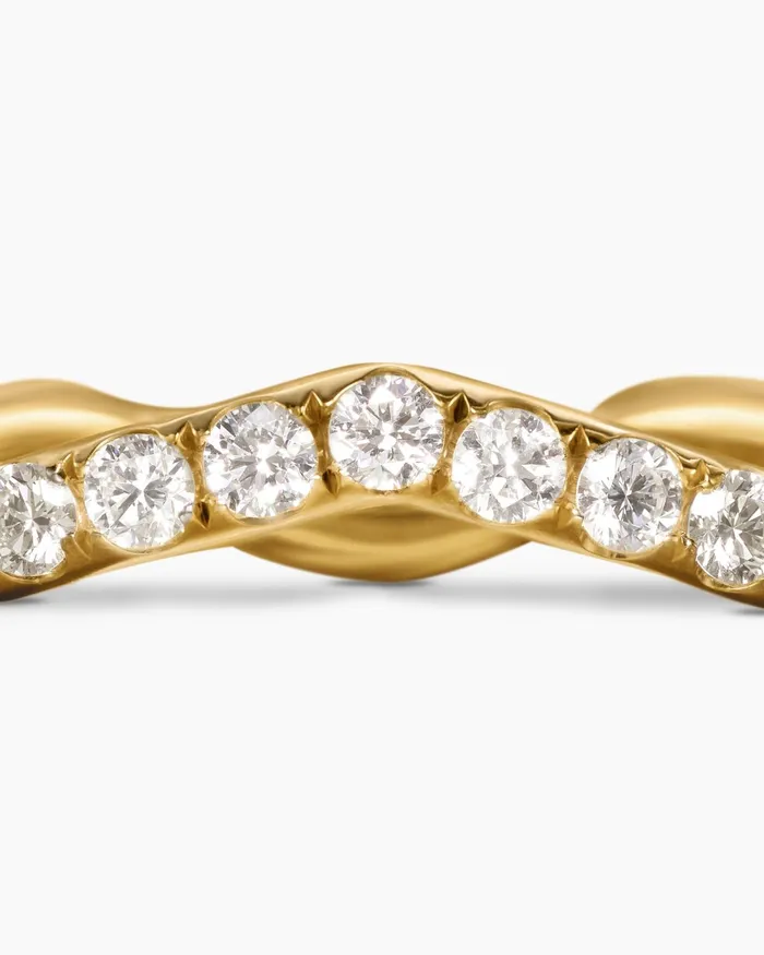 Zig Zag Stax Ring In 18K Yellow Gold With Diamonds 2mm Women David Yurman Band Zig Zag Stax Ring In 18K Yellow Gold With Diamonds 2mm Women David Yurman Band