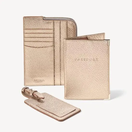 Zipped Travel Collection Champagne Pebble Women Aspinal Of London Travel Collections