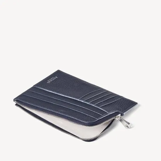 Zipped Travel Wallet Navy Pebble WomenMen Aspinal Of London Travel Wallets